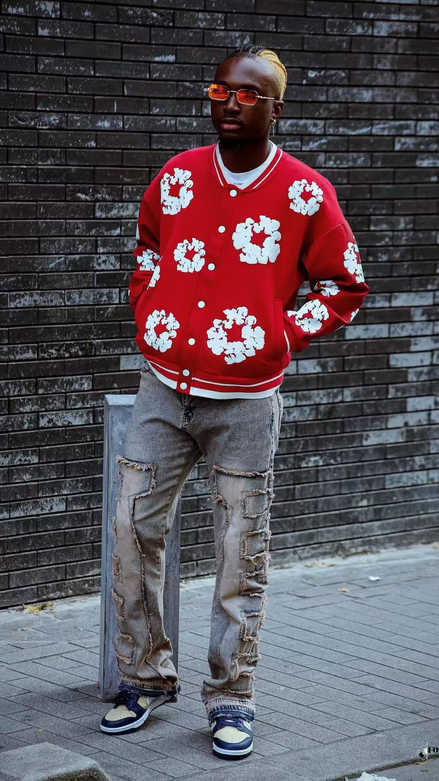 VESTE FLEUR ROUGE