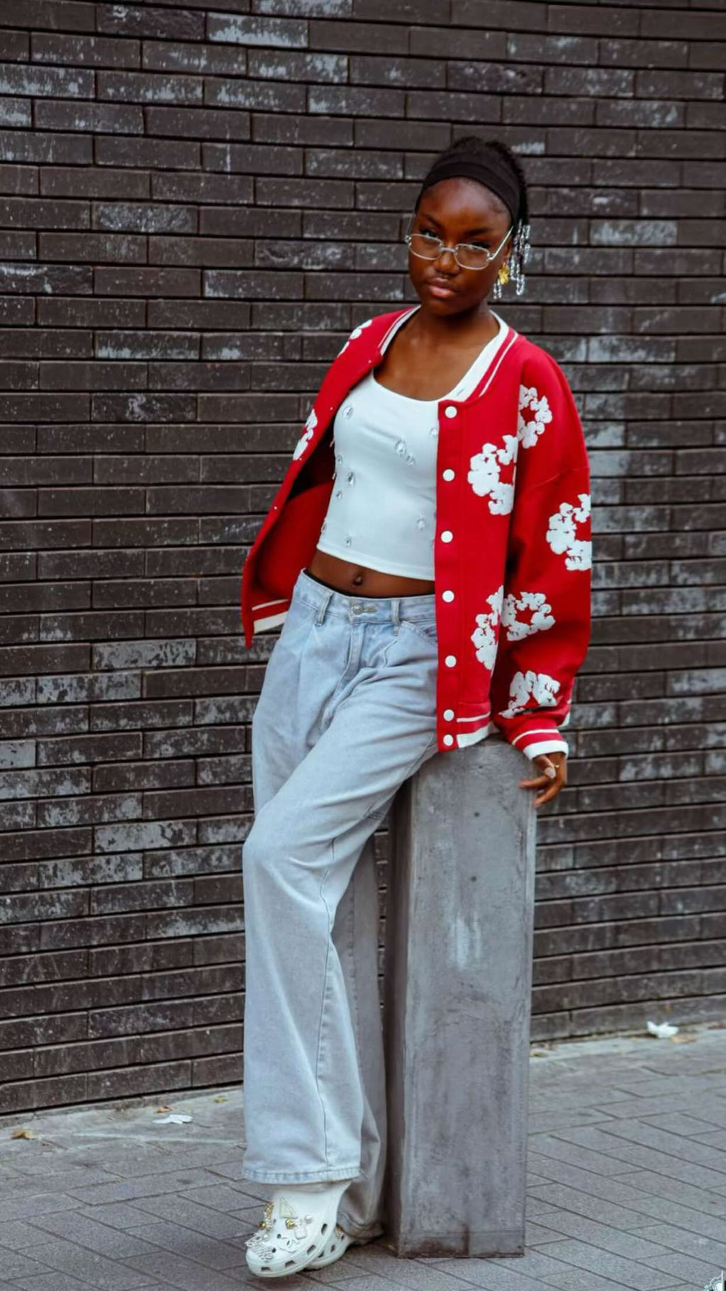 VESTE FLEUR ROUGE