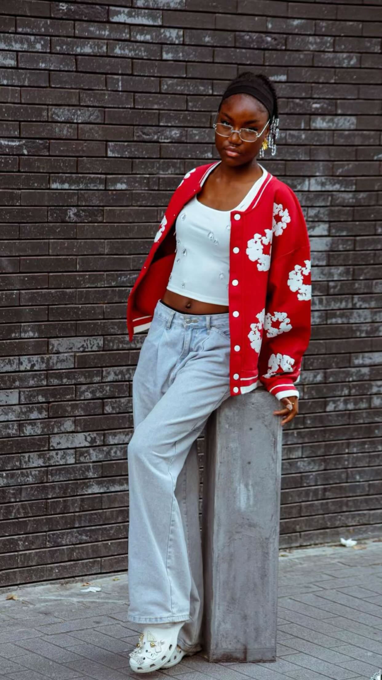 VESTE FLEUR ROUGE
